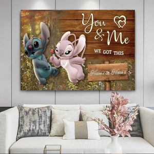 Stitch With Angel Heart Kiss Canvas You And Me We Got This Couples Poster 2