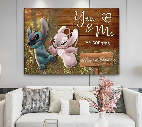Stitch With Angel Heart Kiss Canvas You And Me We Got This Couples Poster