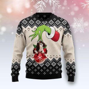 Dog And Ball Cavalier King Charles Spaniel Grinch Funny Xmas Sweaters, Grinch Ugly Sweater