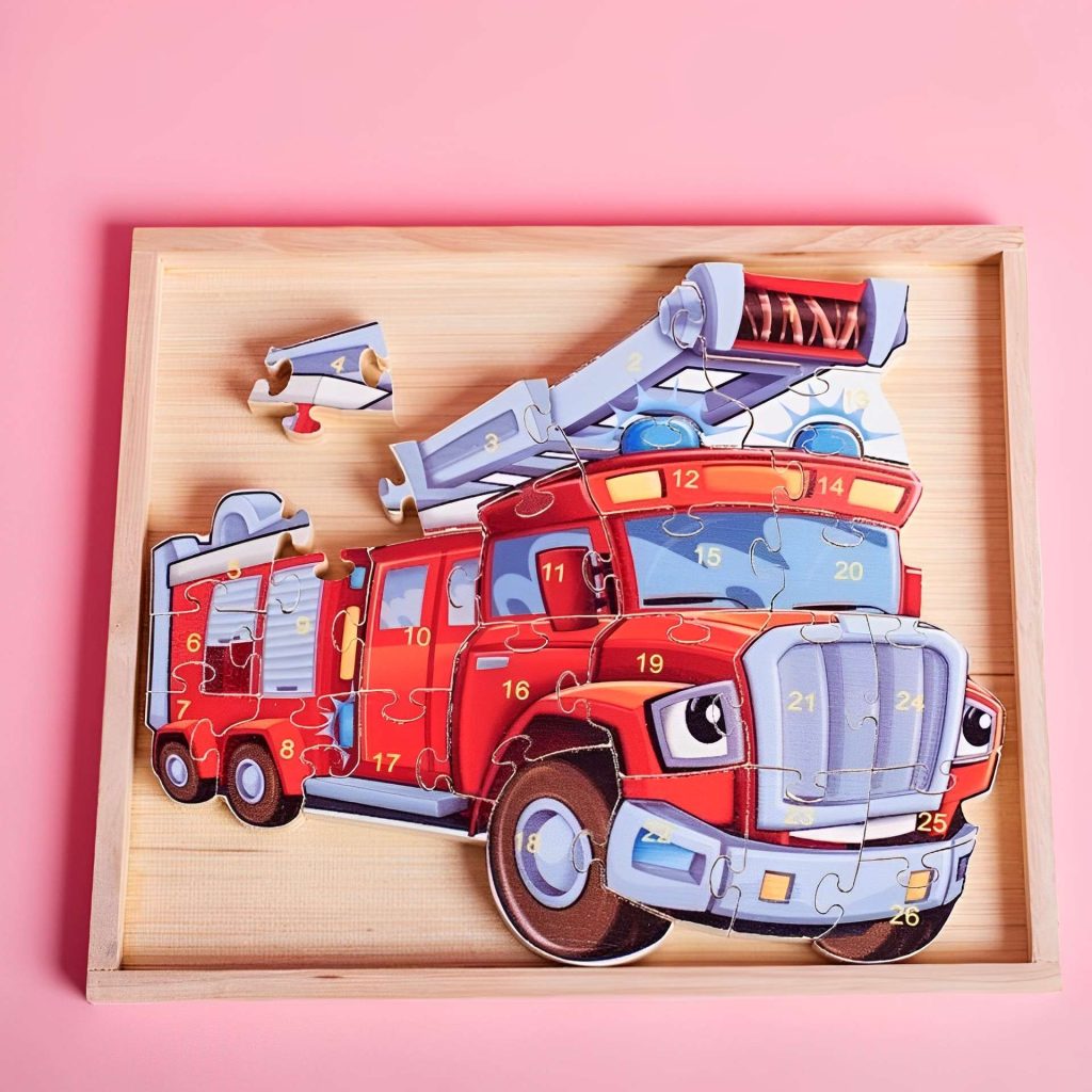 Fire Truck Puzzle Wooden Toys Educational Toys For 3 Year Olds Montessori Wooden Toys 1