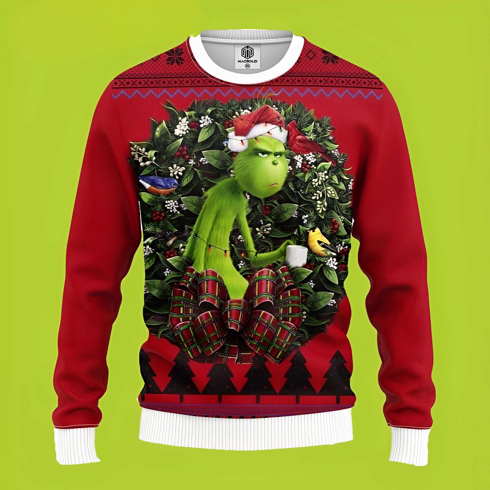 Grinch Sad Face With Cup Noel Funny Xmas Sweaters, Grinch Ugly Sweater