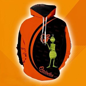 MLB Baltimore Orioles Grinch Funny Christmas Hoodies, The Grinch Hoodie