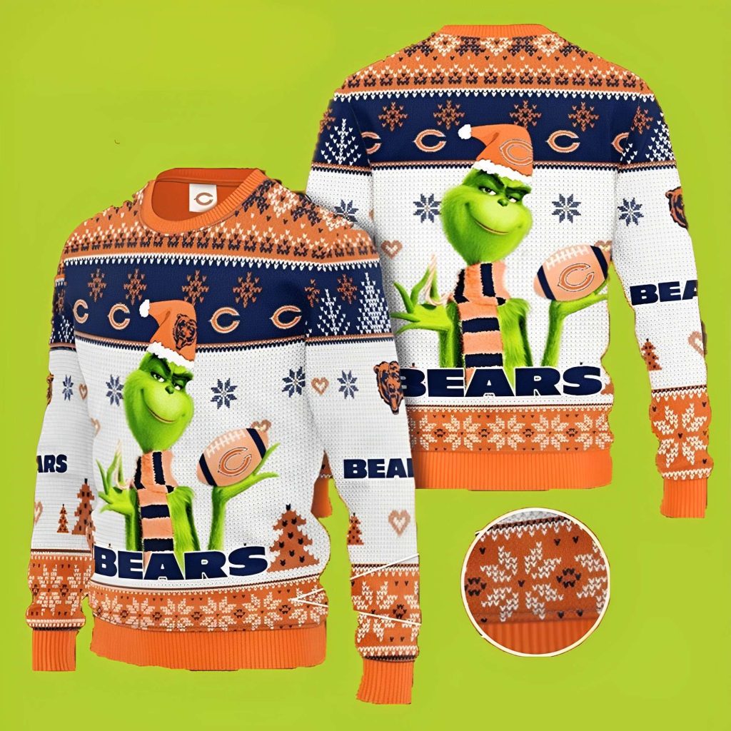 NFL Chicago Bears Grinch Funny Xmas Sweaters Grinch Ugly Sweater 1