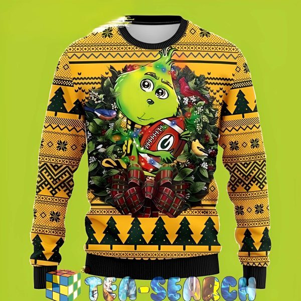 NFL Green Bay Packer Cute Grinch Funny Xmas Sweaters, Grinch Ugly Sweater