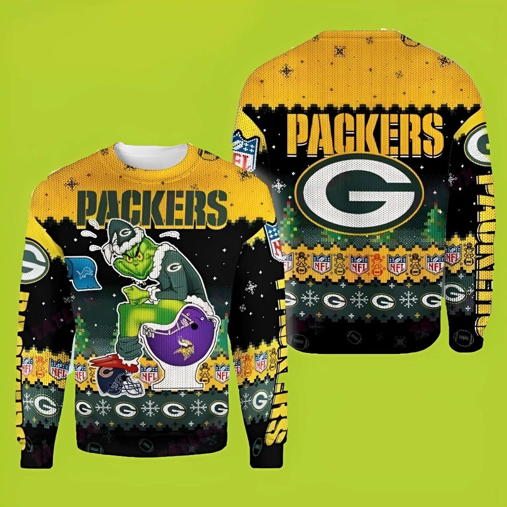 NFL Green Bay Packers Grinch Funny Xmas Sweaters Grinch Ugly Sweater 1