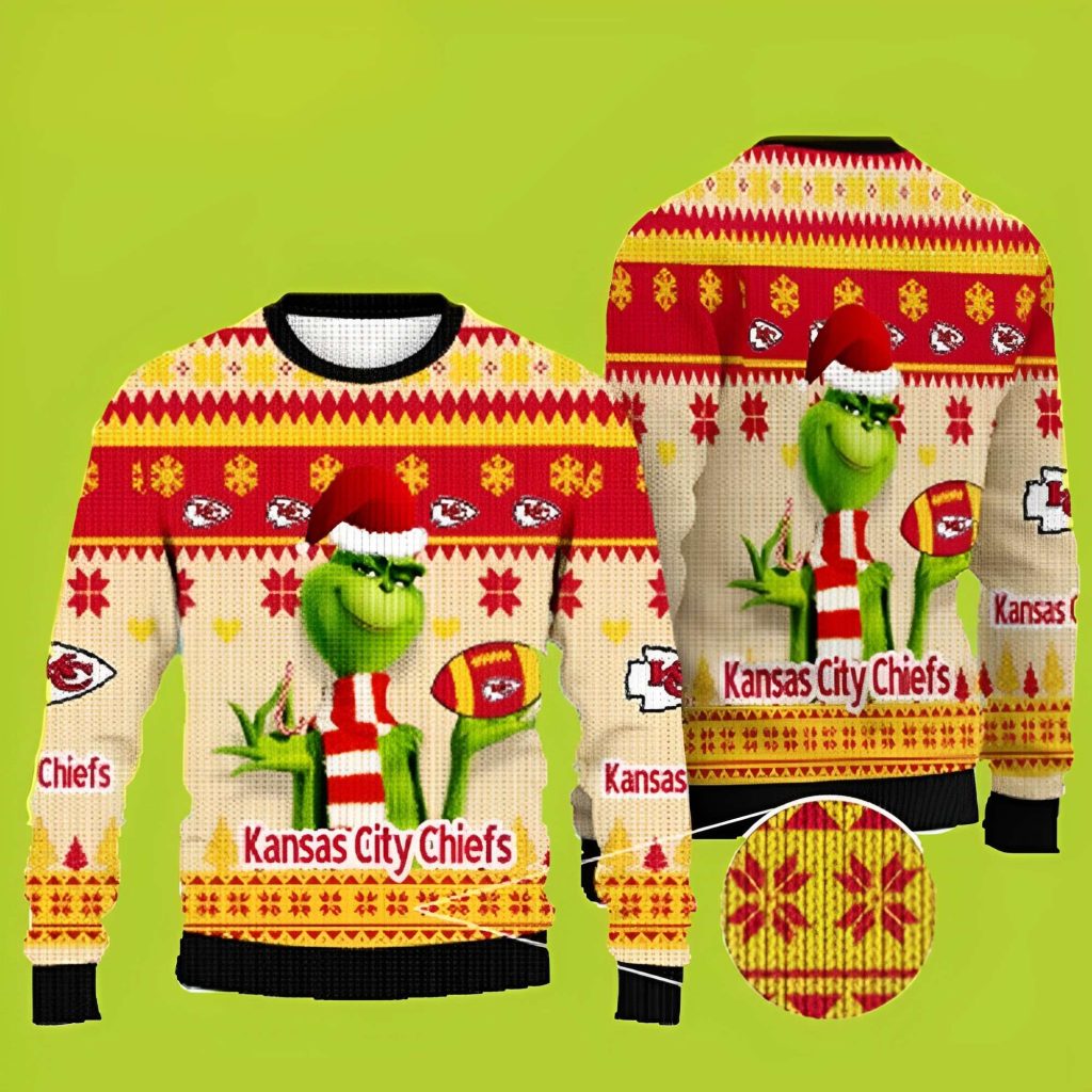 NFL Kansas City Chiefs Grinch Funny Xmas Sweaters Grinch Ugly Sweater 1