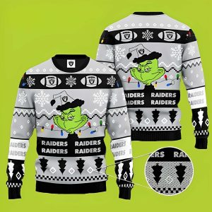 NFL Los Angeles Raider Team Grinch Funny Xmas Sweaters, Grinch Ugly Sweater