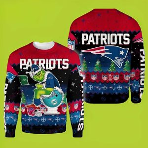 NFL New England Patriots Grinch Funny Xmas Sweaters, Grinch Ugly Sweater