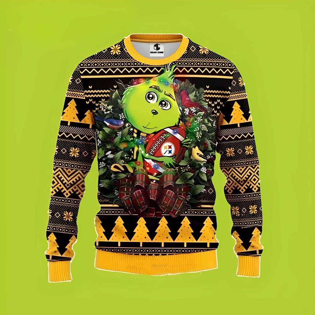 NFL The Pittsburgh Steelers Cute Grinch Funny Xmas Sweaters Grinch Ugly Sweater 1