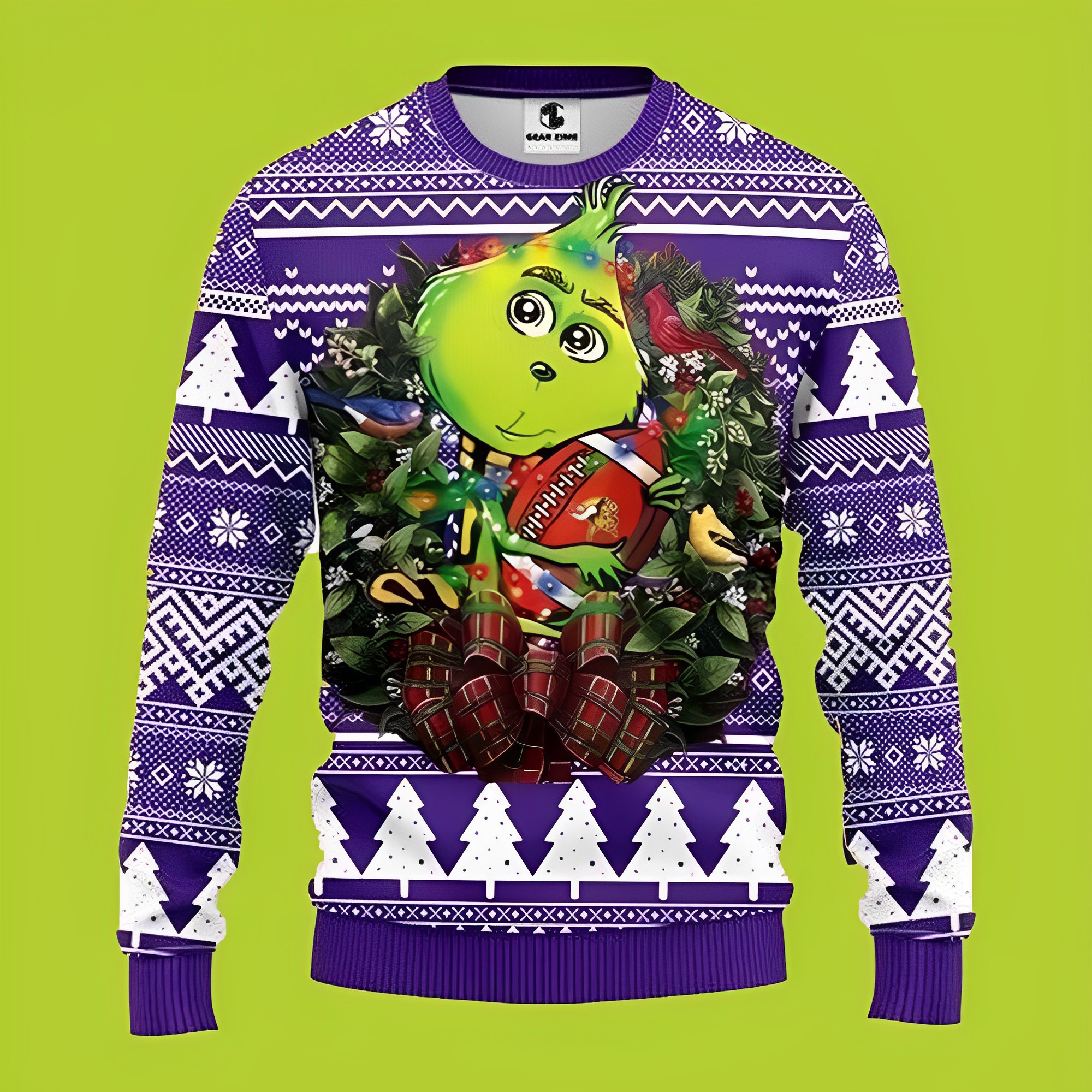 NFL Vikings Football Team Grinch Hug Funny Xmas Sweaters, Grinch Ugly Sweater