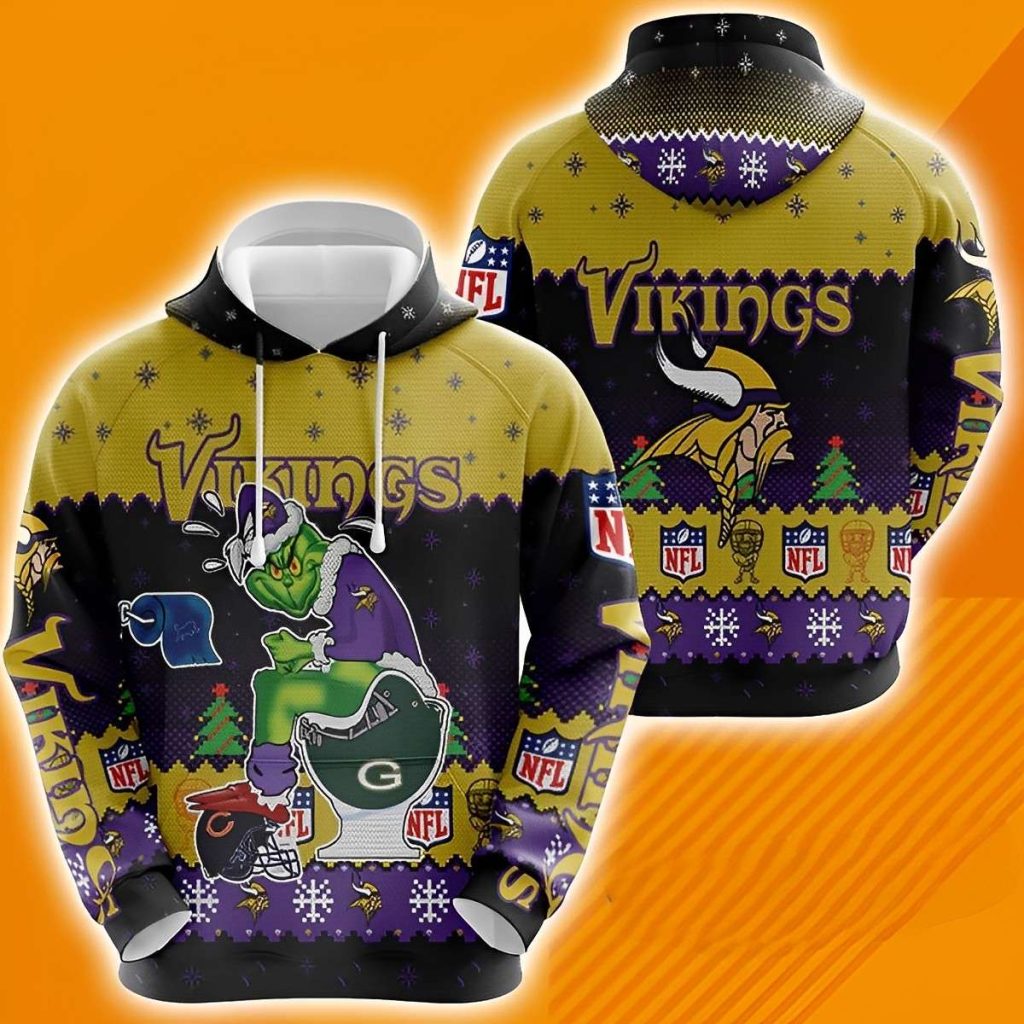 NFL Vikings Team Grinch Funny Christmas Hoodies The Grinch Hoodie 1