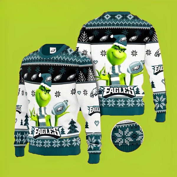 Philadelphia NFL Grinch Funny Xmas Sweaters, Grinch Ugly Sweater