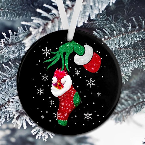 Rooster Socks Grinch Hand Holding Ornament Christmas, The Grinch Ornaments