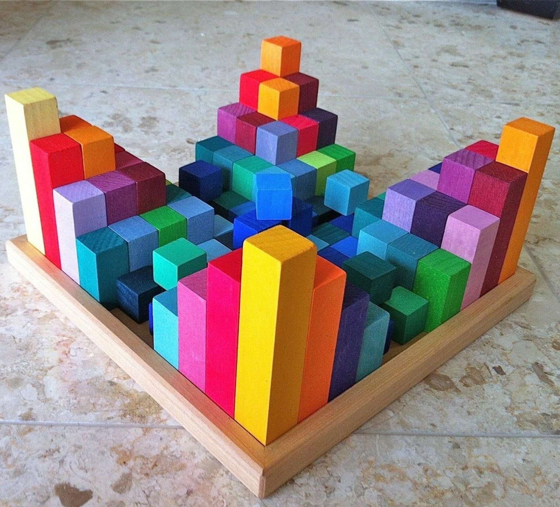 Stepped Counting Blocks For Math Color Educational Toys For 2 Year Olds, Montessori Wooden Toys