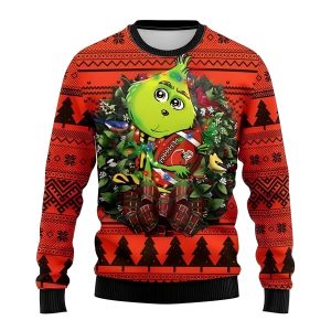 The Cleveland Browns NFL Cute Grinch Funny Xmas Sweaters, Grinch Ugly Sweater