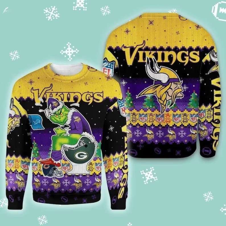 Vikings Football Grinch Ugly Sweater