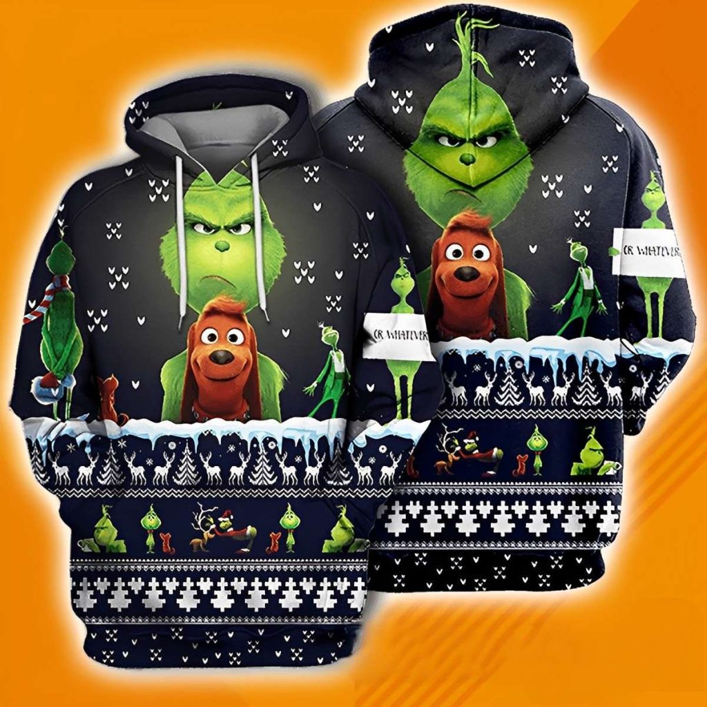 Whatever Grinch And Dog Funny Christmas Hoodies The Grinch Hoodie 1
