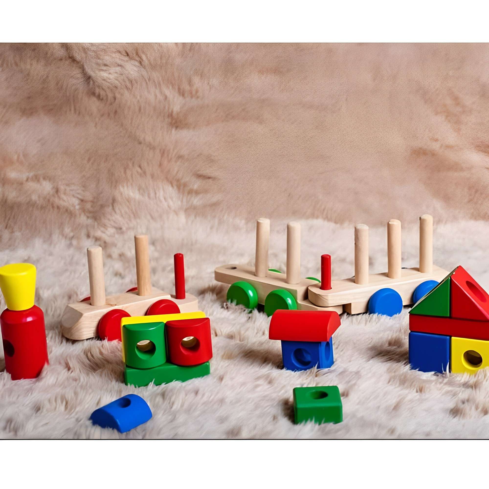 Wooden Blocks Train Educational Toys For 3 Year Olds, Montessori Toys For 3 Year Olds