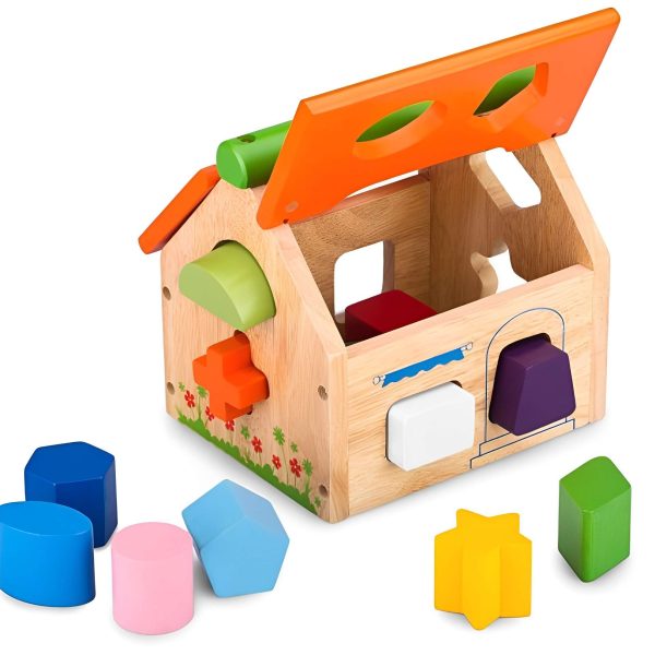 Wooden Building Block Puzzle Toy Wisdom House Educational Toys For 2 Year Olds, Montessori Wooden Toys
