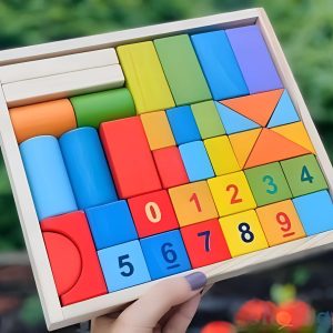 Wooden Building Blocks Set 40 Piece Set Educational Toys For 3 Year Olds, Montessori Wooden Toys