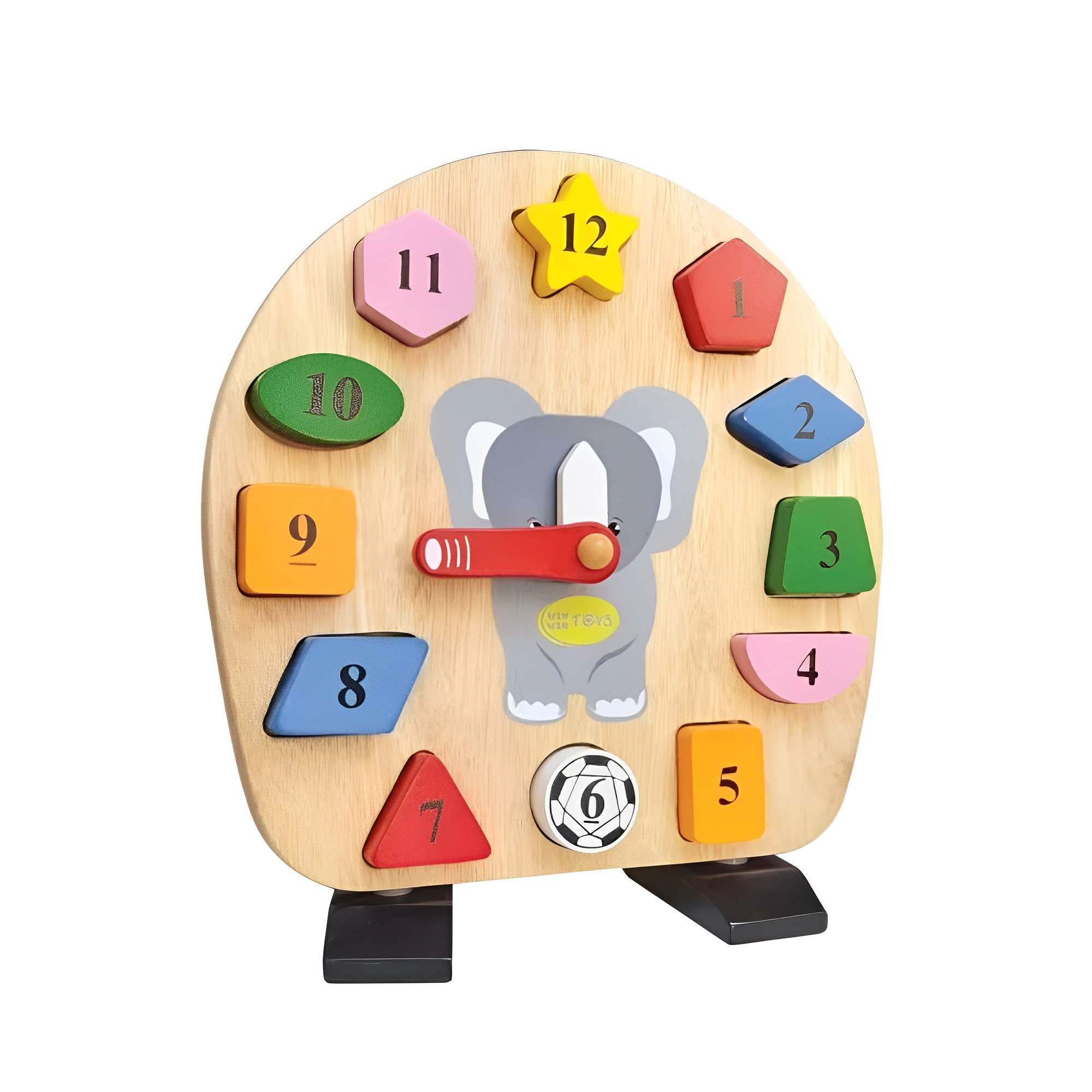 Wooden Elephant Shape Sorting Clock Color Educational Toys For 3 Year Olds, Montessori Wooden Toys