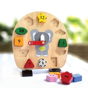 Wooden Elephant Shape Sorting Clock Color Educational Toys For 3 Year Olds Montessori Wooden Toys 2