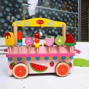 Wooden Ice Cream Cart Toy Educational Toys For 3 Year Olds Montessori Toys For 3 Year Olds 3