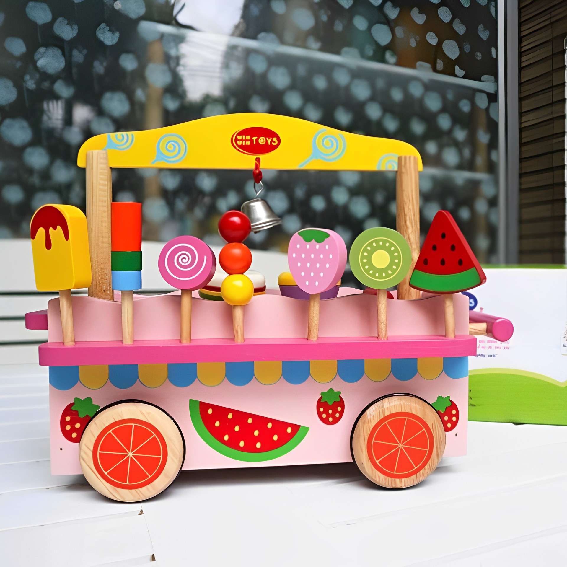 Wooden Ice Cream Cart Toy Educational Toys For 3 Year Olds, Montessori Toys For 3 Year Olds