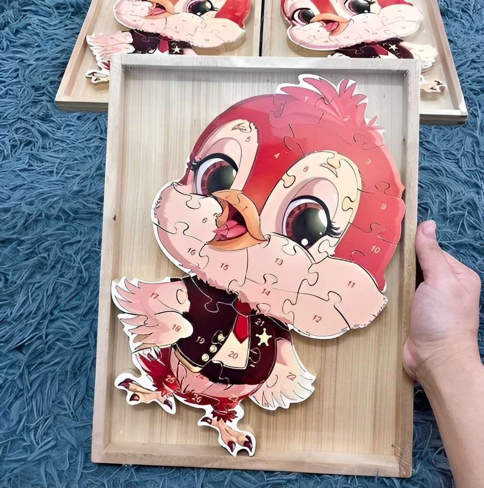 Wooden Jigsaw Puzzle Cute Bird Educational Toys For 2 Year Olds, Montessori Wooden Toys