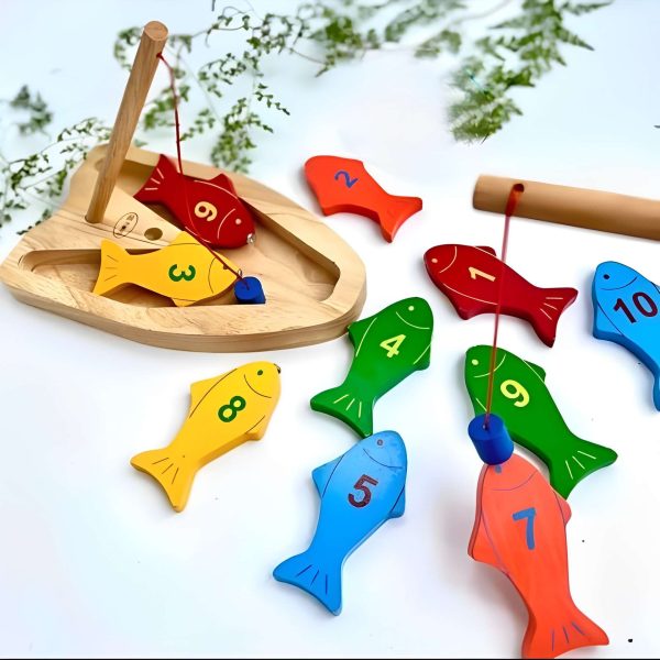 Wooden Magnetic Fishing Game Educational Toys For 2 Year Olds, Montessori Wooden Toys