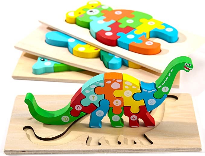 Wooden Montessori Dinosaur Puzzles Educational Toys