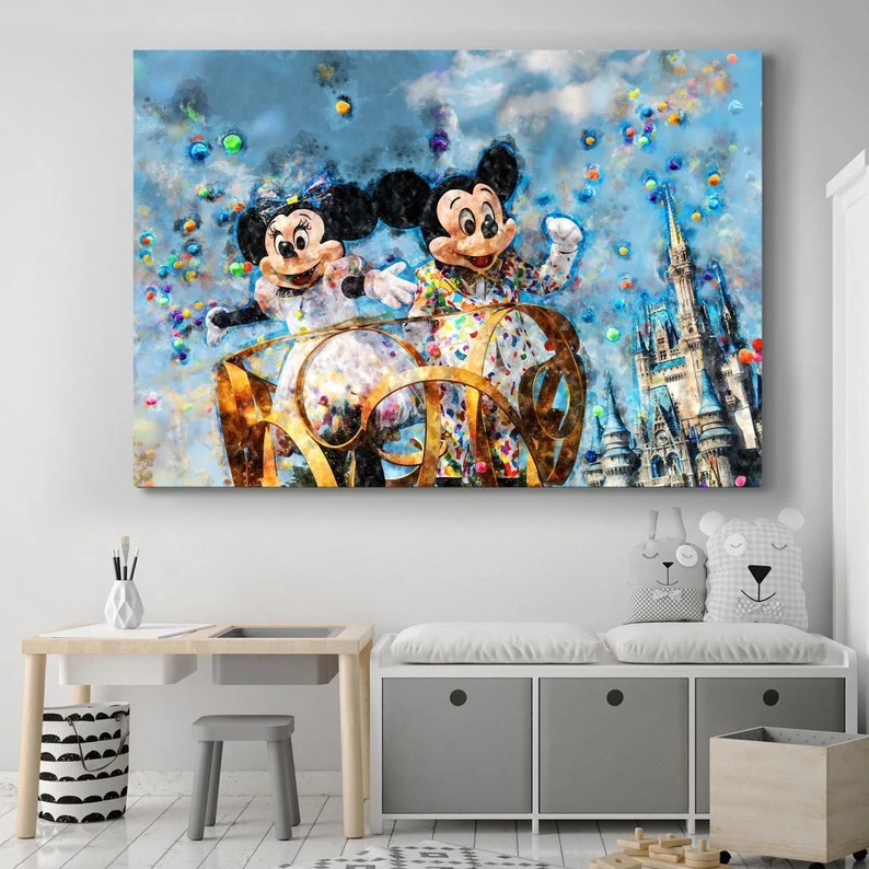 Disneyland Couples Cute Wedding Minnie Mickey Canvas