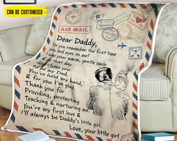 From Daughter Love Letters For Dad Blanket, Personalized Gift For Dad