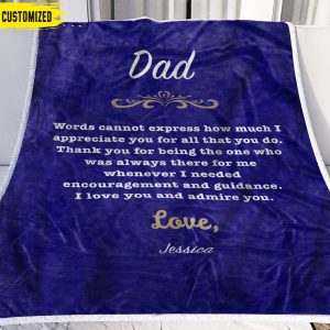 I Love You And Admire You Dad Blanket Personalized Gift For Dad 2