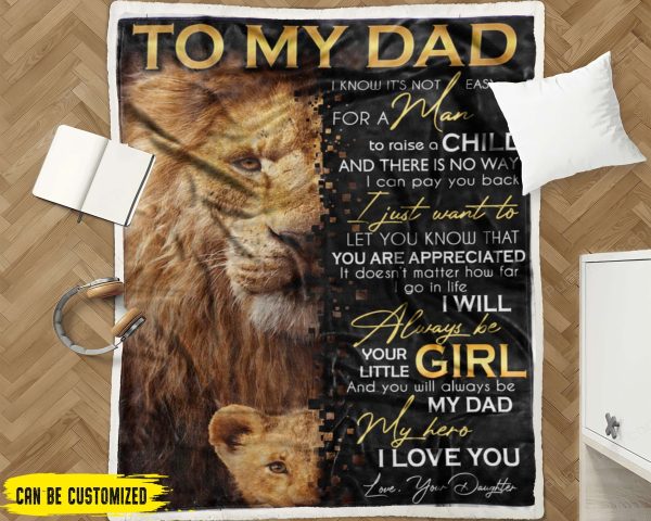 Love Quotes From Little Girl To My Dad Blanket, Personalized Gift For Dad