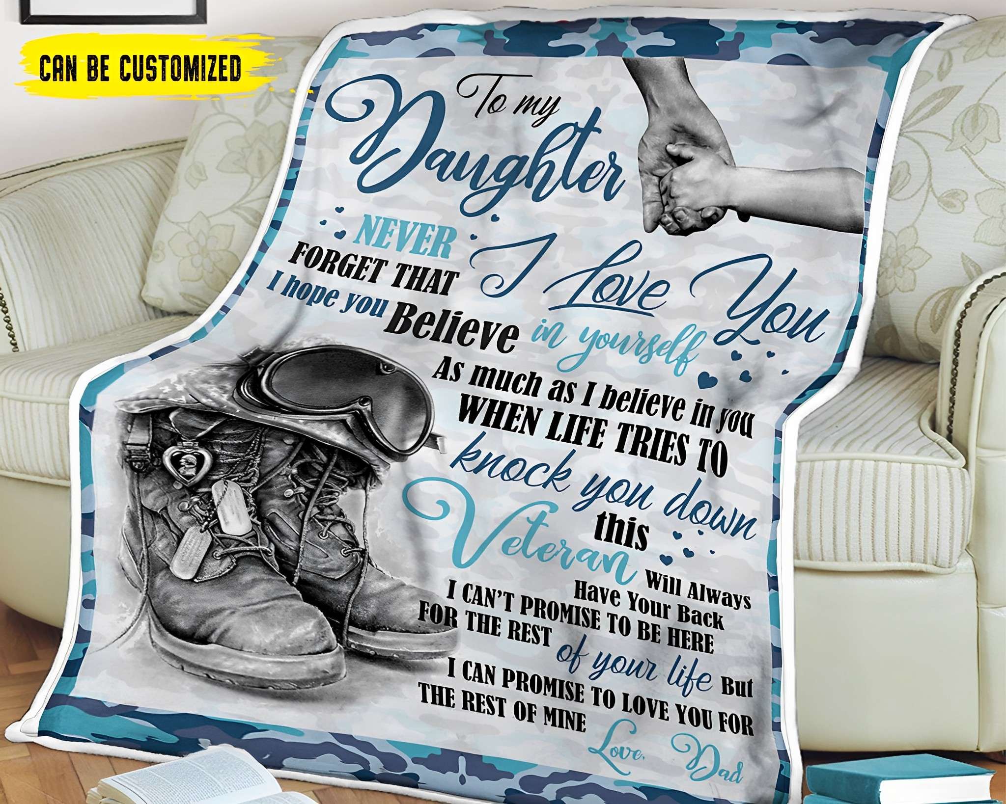 Love Quotes From Veteran Dad To My Daughter Blanket, Personalized Gift For Daughter
