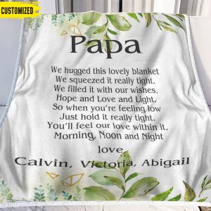 Love Quotes To Papa Blanket, Personalized Gift For Dad
