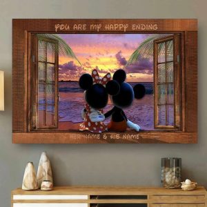 Mickey And Minnie You Are My Happy Ending Personalized Canvas Poster 1