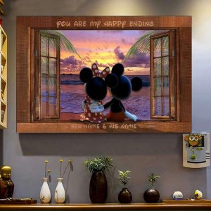Mickey And Minnie You Are My Happy Ending Personalized Canvas Poster 2