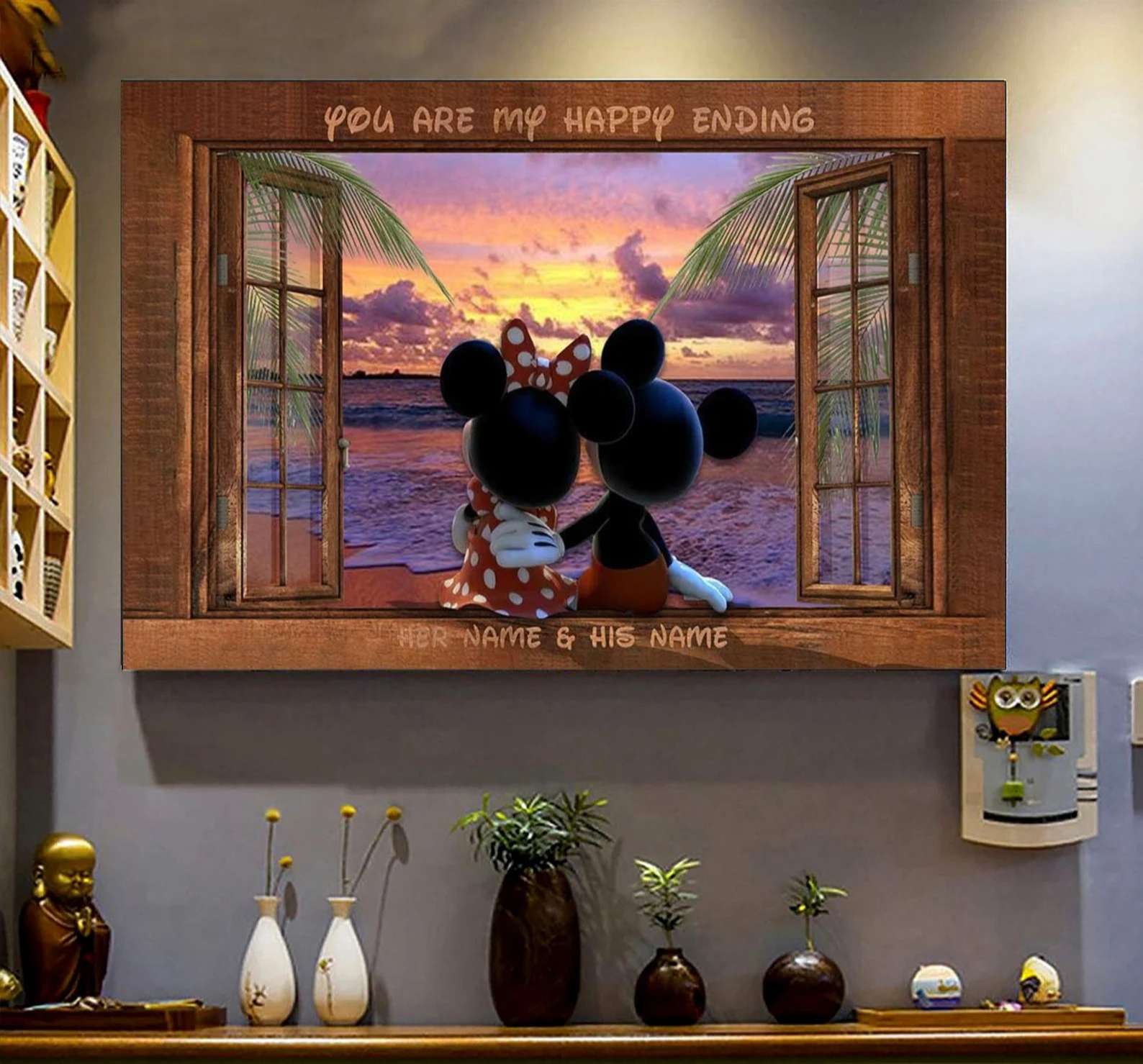 Mickey And Minnie You Are My Happy Ending Personalized Canvas Poster