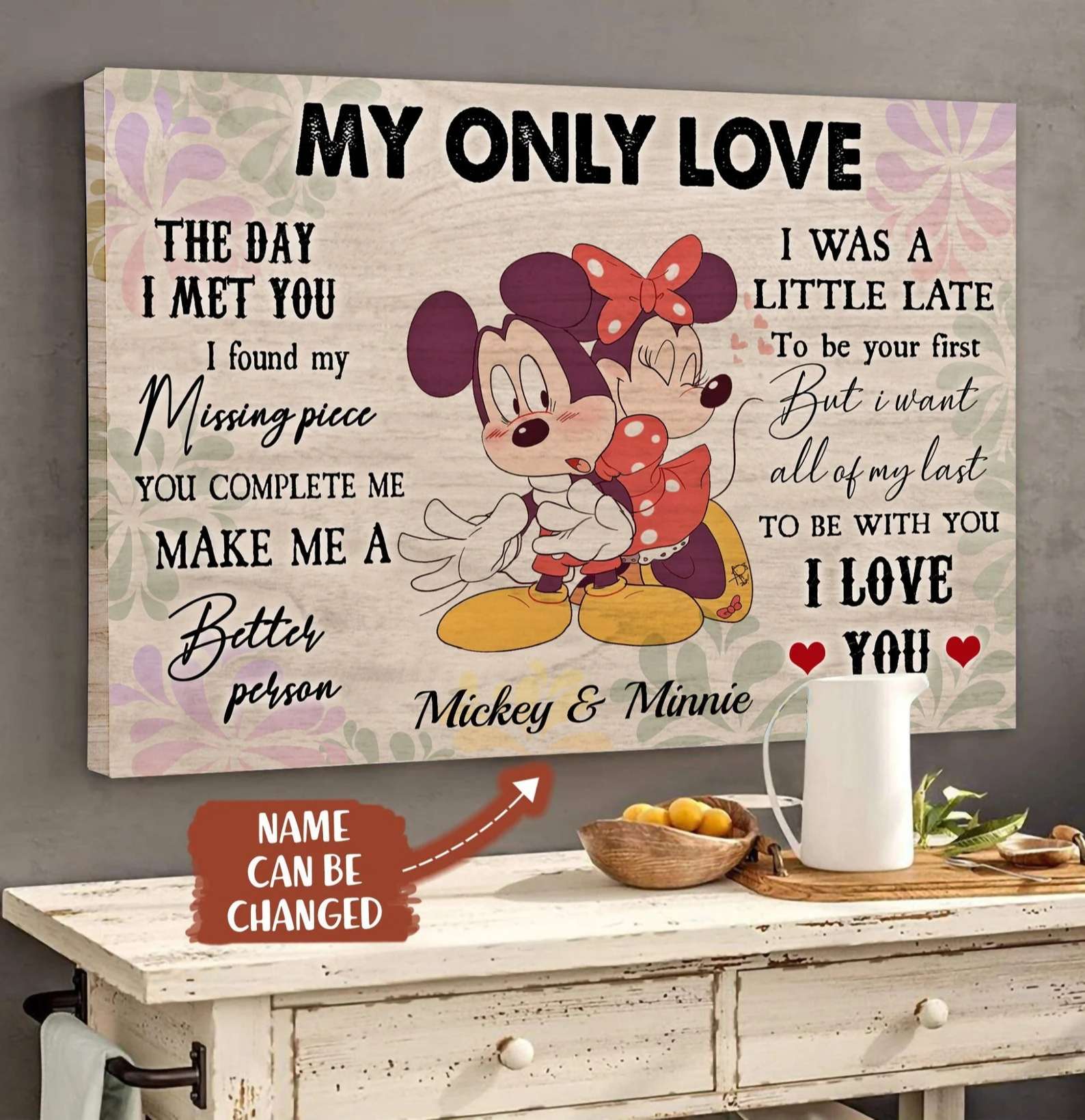 My Only Love Personalized Mickey and Minnie Poster Canvas