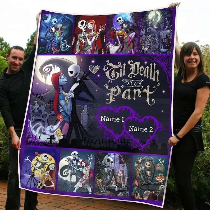 Personalized Jack And Sally Til Death Do Us Part Blanket Gift For Couple