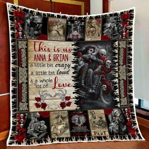 Personalized Rose Skull Bikers Couple You And Me We Got This Blanket