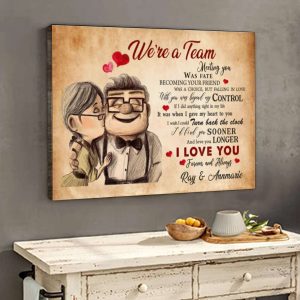 Personalized We're Are Team Old Carl And Ellie Couple Canvas Poster