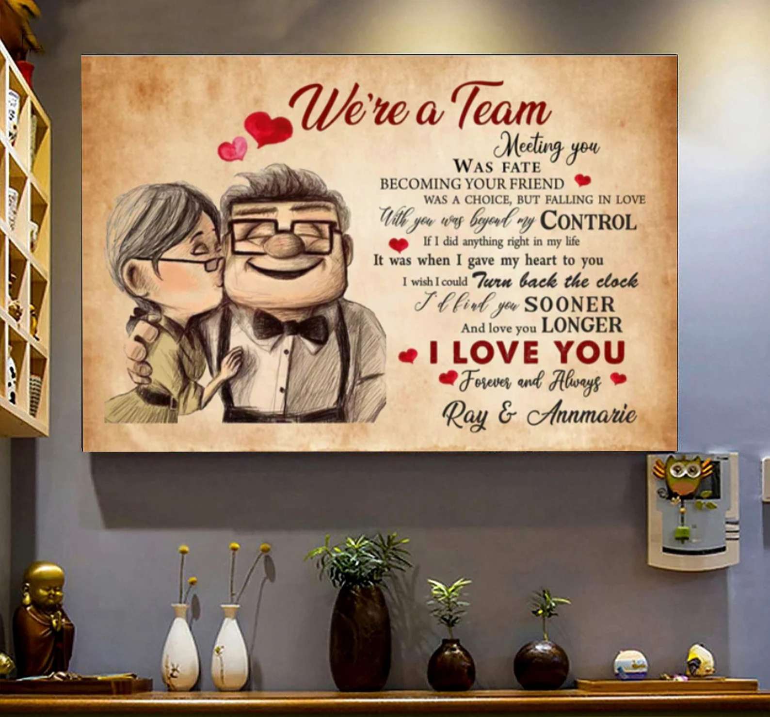 Personalized We're Are Team Old Carl And Ellie Couple Canvas Poster