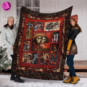 Sugar Skull Rose Couple Day Of The Dead Couples Blanket
