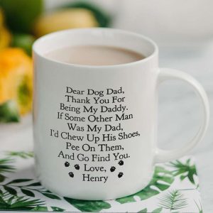 Thank You For Being My Daddy Dear Dad Mug, Personalized Dog Dad Mugs