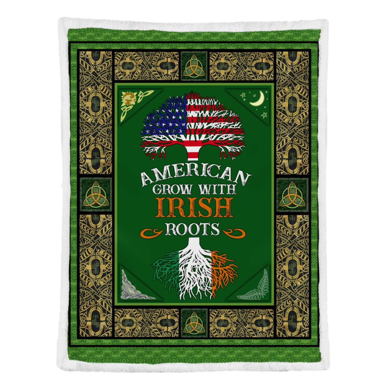 American Grow With Irish Roots Blanket St Pactrick's Day Blanket