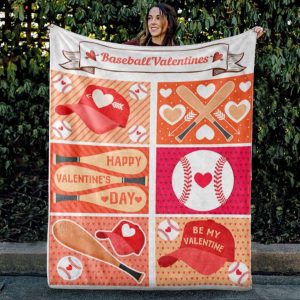 Baseball Happy Valentine’s Day Blanket, Gift For Baseball Lovers