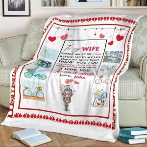 Behind Me On My Bike To My Wife Blanket Personalized Gift For Wife 1